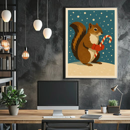 Squirrel Candy Cane Poster