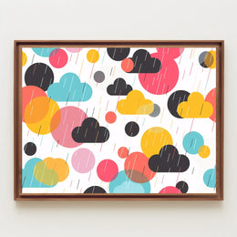 Vibrant Abstract Circles and Clouds Art Poster