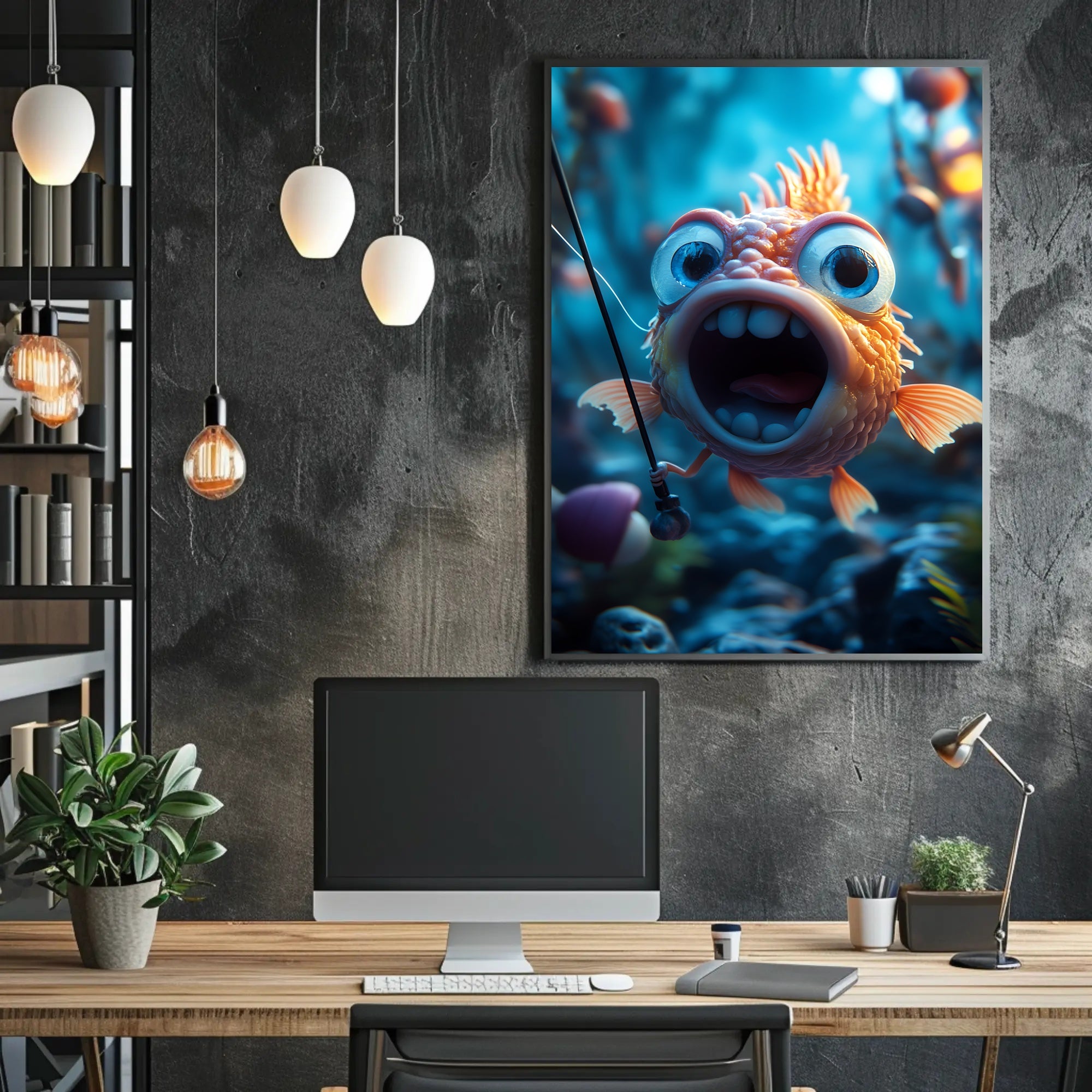 Whimsical Goldfish Adventure Cartoon Animal Poster