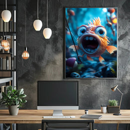 Whimsical Goldfish Adventure Cartoon Animal Poster