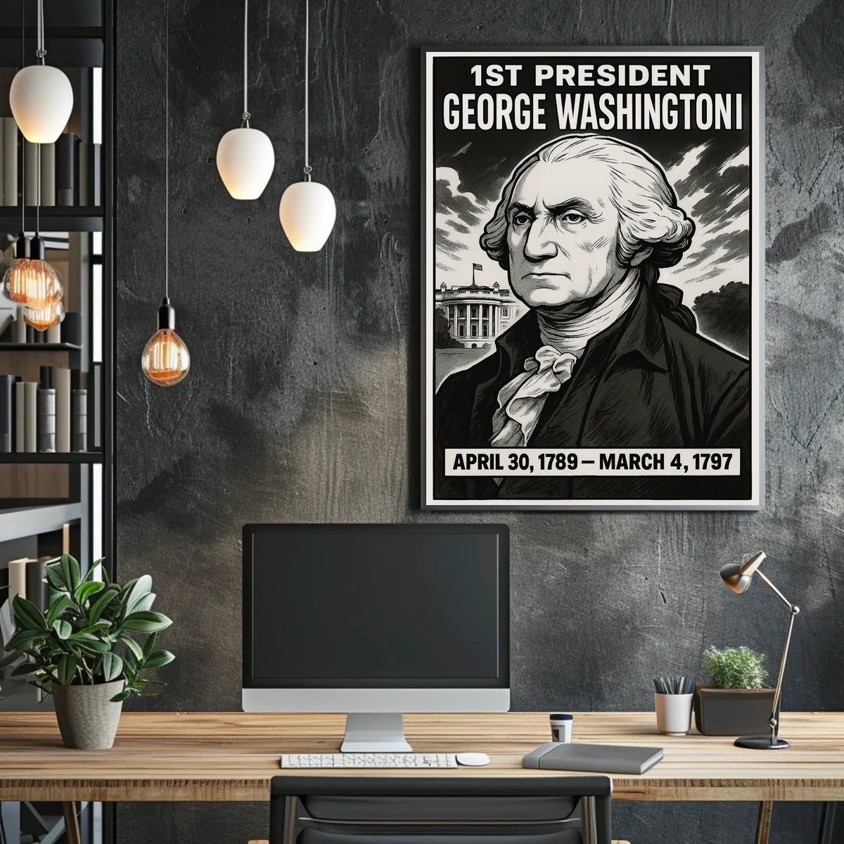George Washington Portrait Artwork Archive Display Gallery Poster