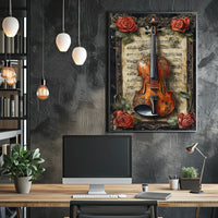 Artistic Violin Music Aged Sheet Background Poster