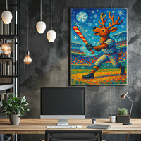 Reindeer At Bat Poster