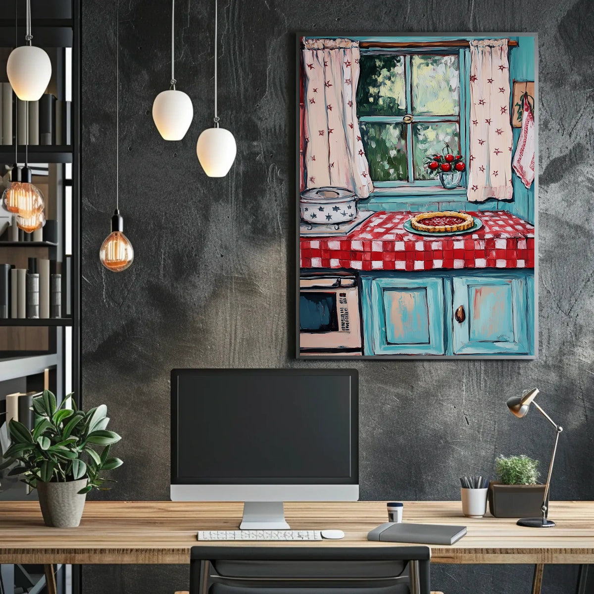 Grandmas Kitchen Scene With Cherry Pie Artwork Poster