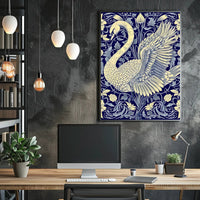 Elegant Swan and Floral Patterns Animal Poster