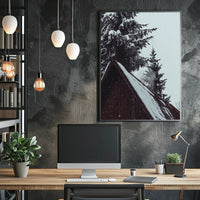 Serene Winter Cabin Scene National Park Poster