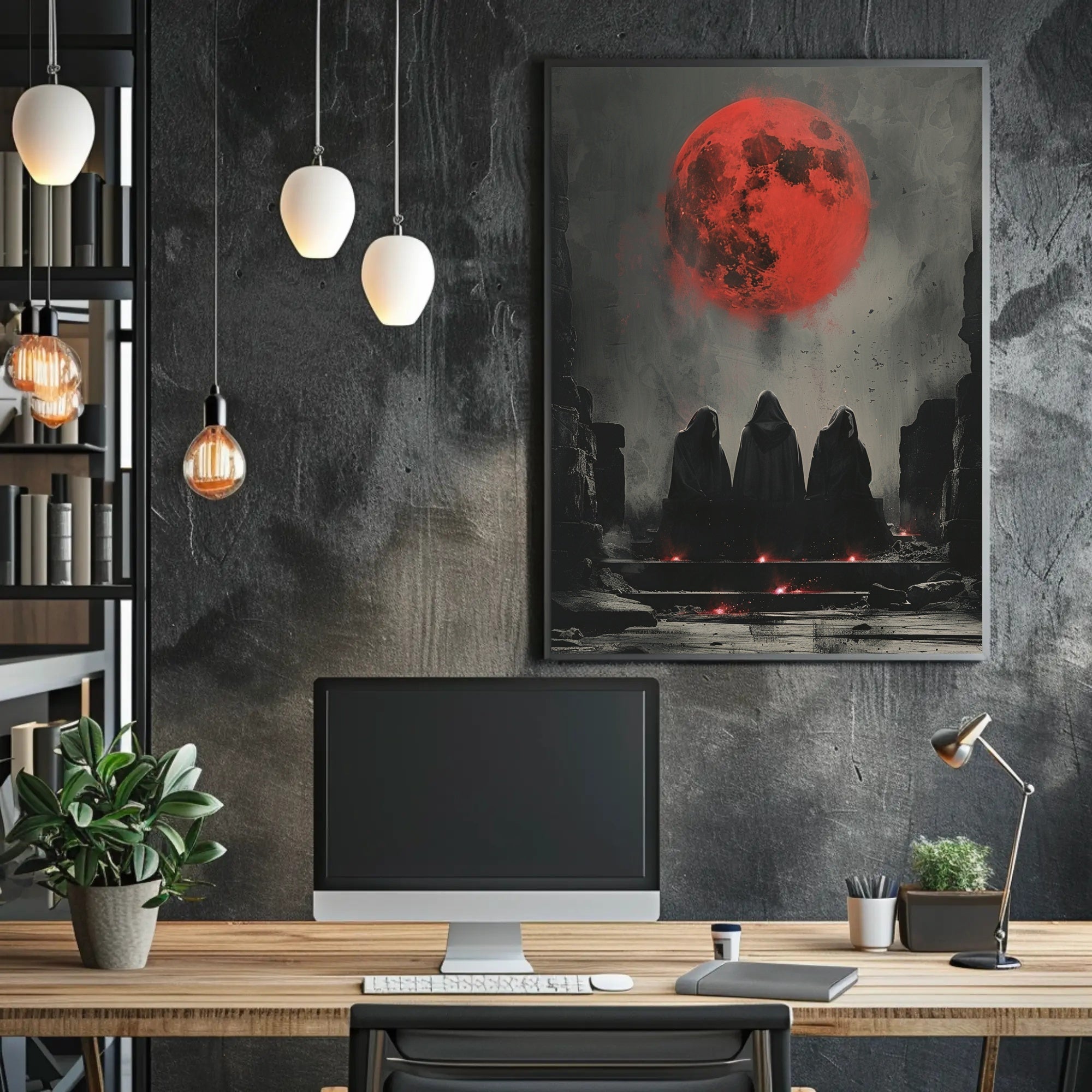 Dark Fantasy Ritual under Red Moon Fantasy or Mythology Poster PosterGoat