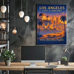 City of Dreams: Los Angeles Vintage Travel Poster