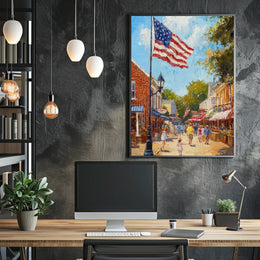 Classic American Town Square City Street Scene Poster