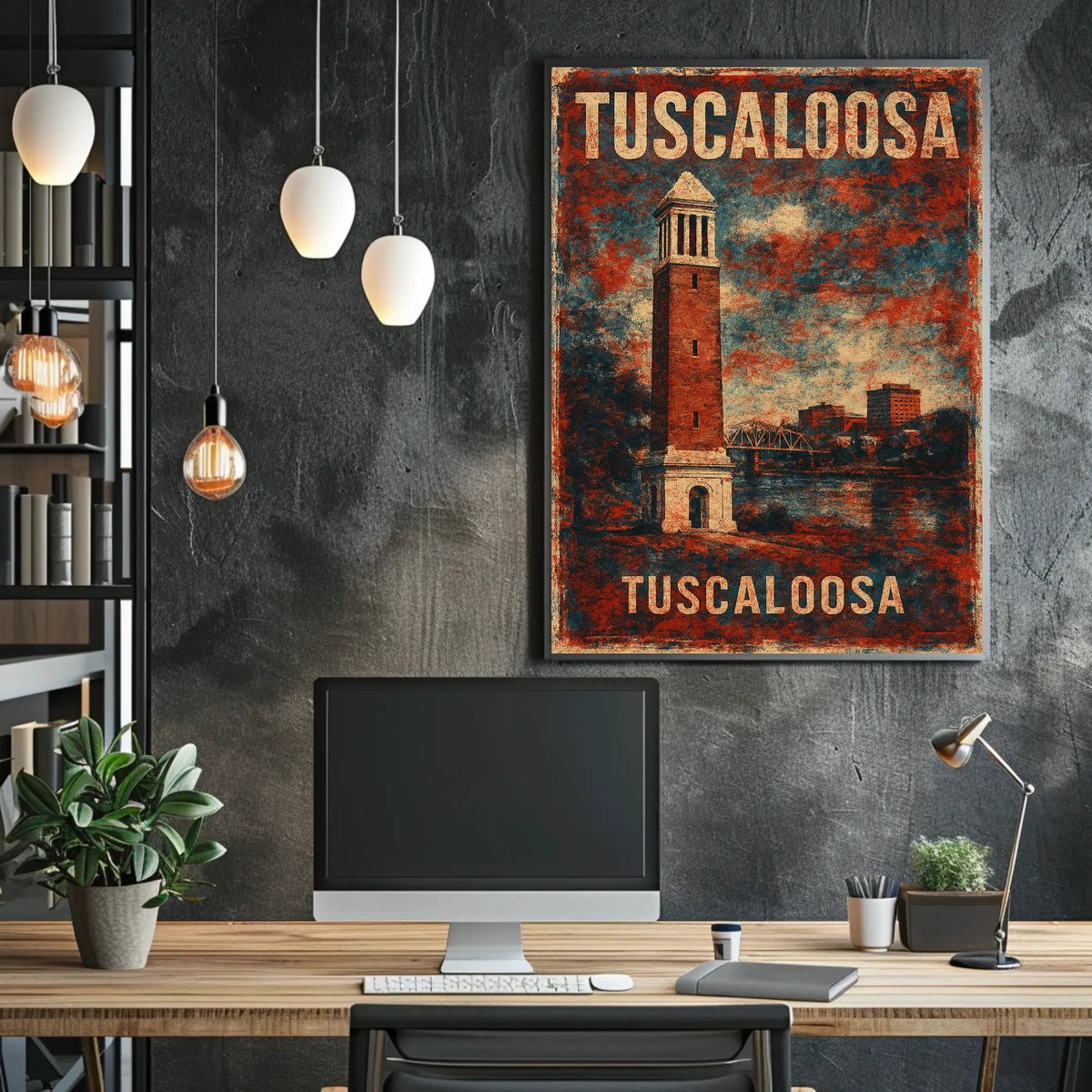 Tuscaloosa Tower Skyline Vintage Collectors Poster