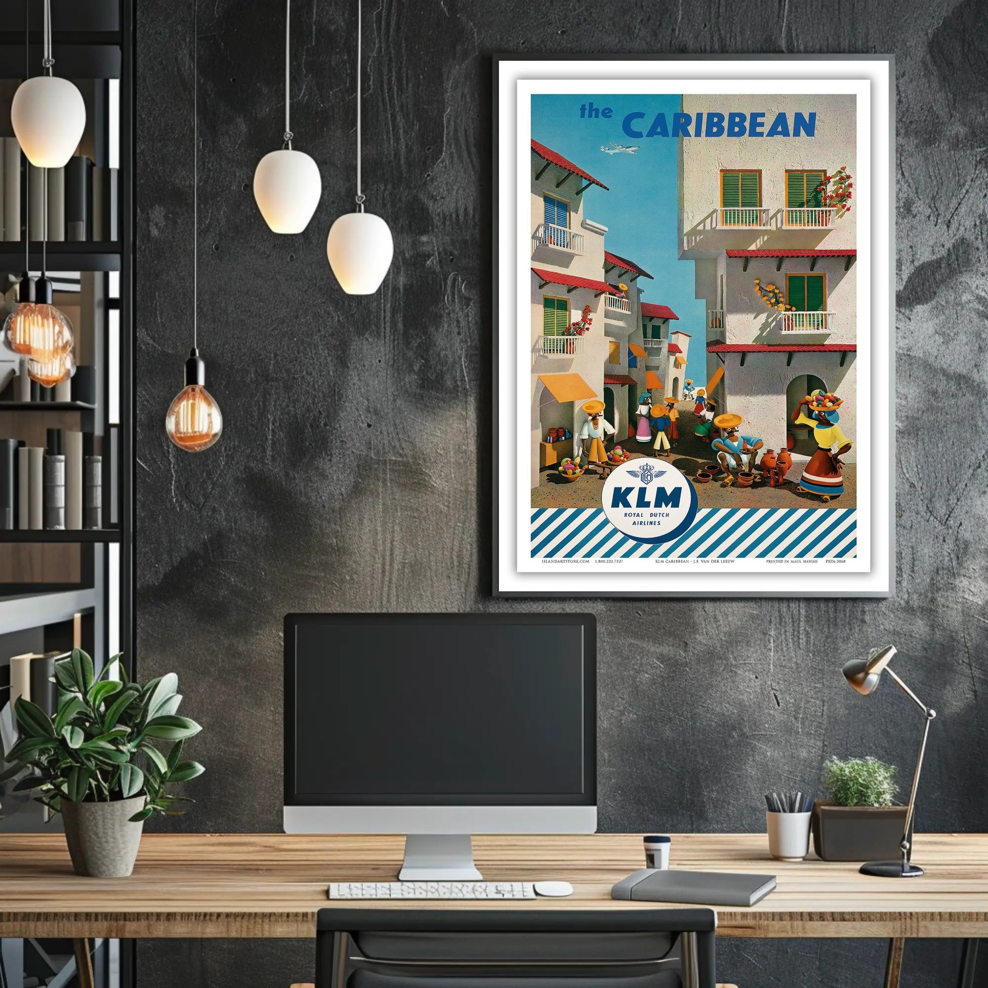 KLM Caribbean Adventure Vintage Travel Poster PosterGoat
