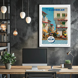 KLM Caribbean Adventure Vintage Travel Poster PosterGoat