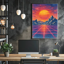 Retro-Futuristic Neon Synthwave Poster with Sci-Fi Aesthetic