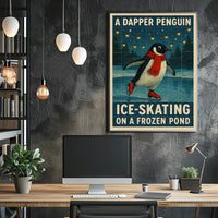 A Dapper Penguin Ice-Skating Poster