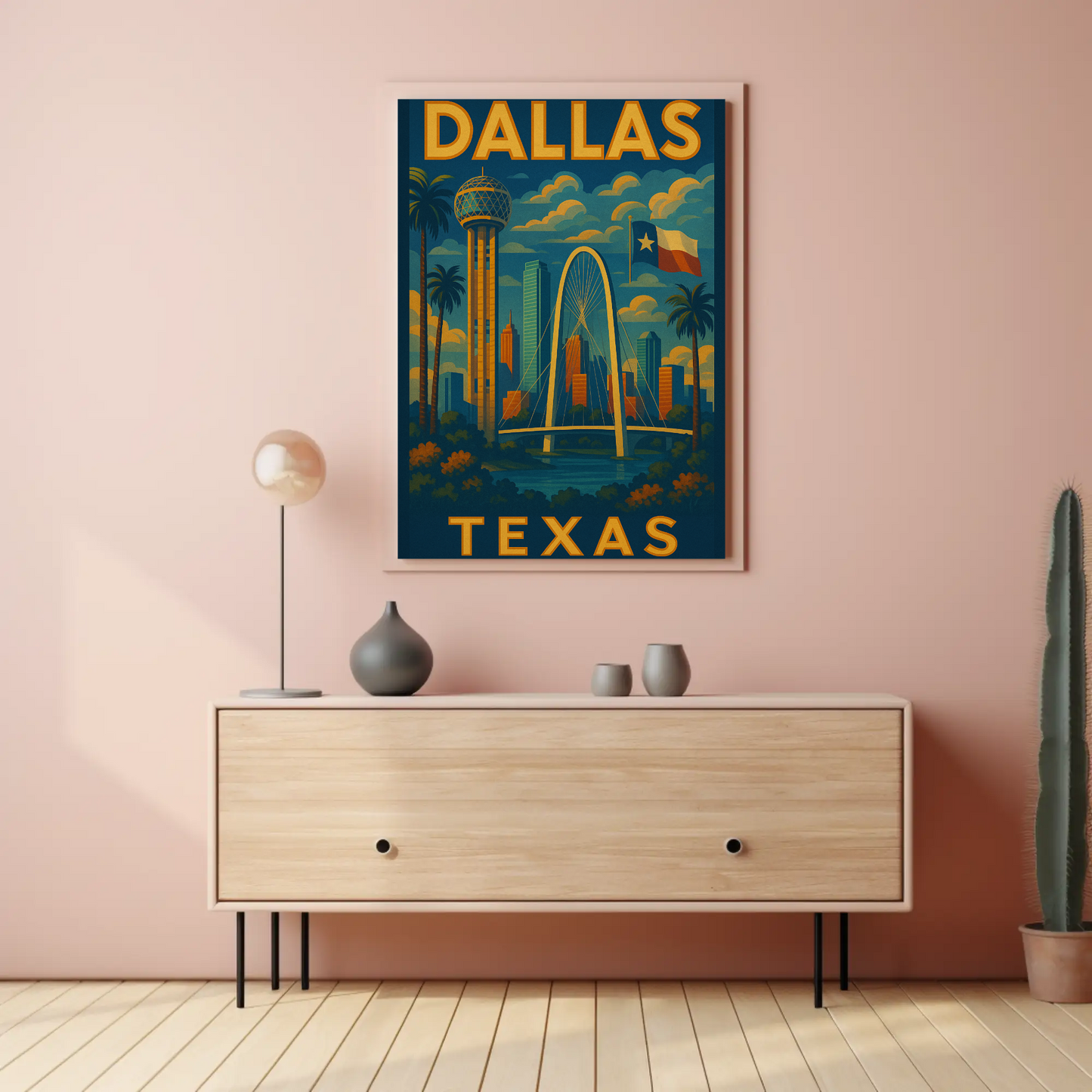 Dallas Texas Skyline Bridge Travel Poster
