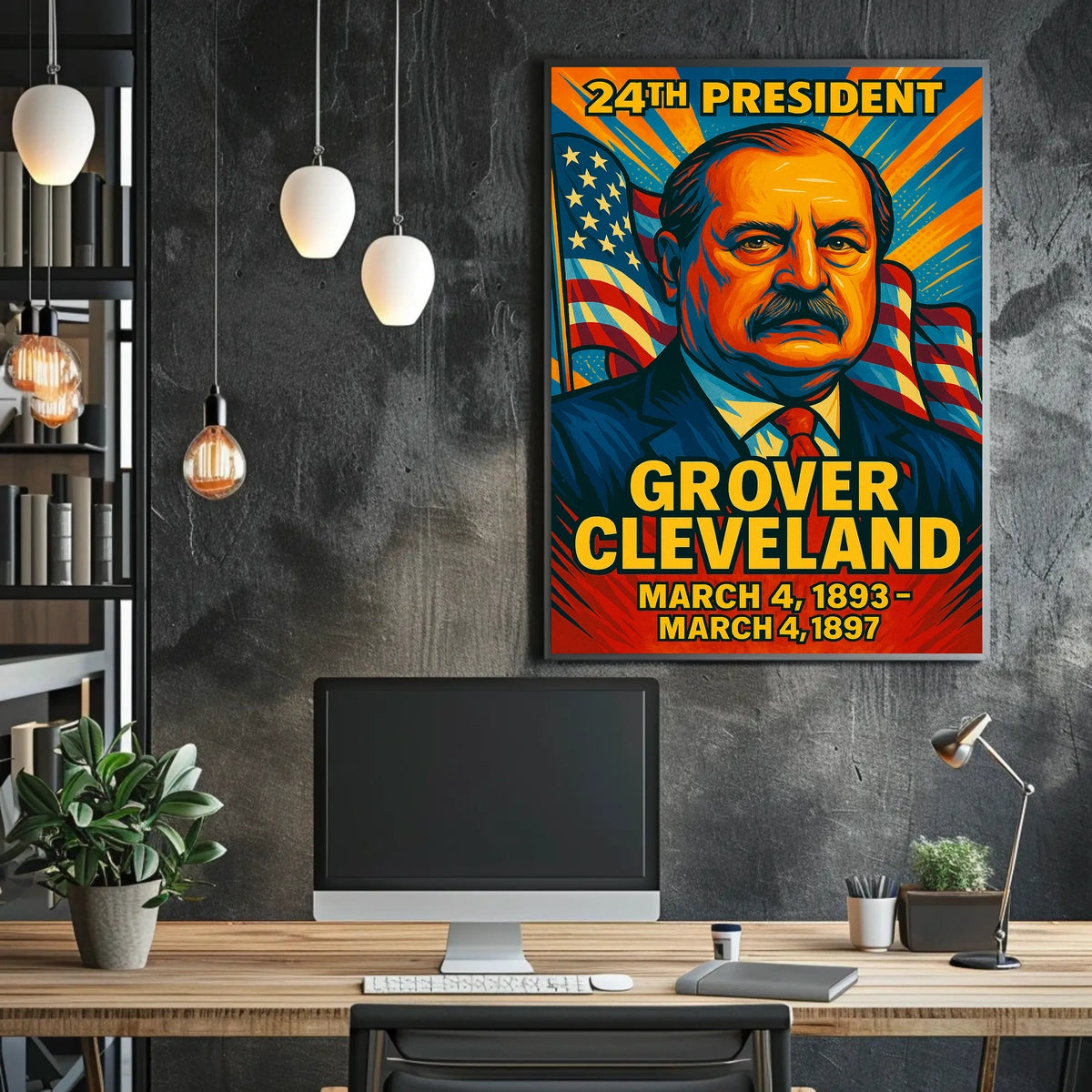 Grover Cleveland 24th President of the United States Colorful Comic Book Style Poster