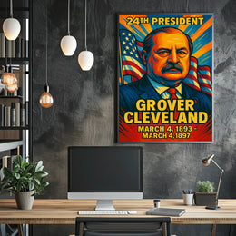 Grover Cleveland 24th President of the United States Colorful Comic Book Style Poster