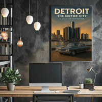 Detroit The Motor City Vintage Poster Print PosterGoat