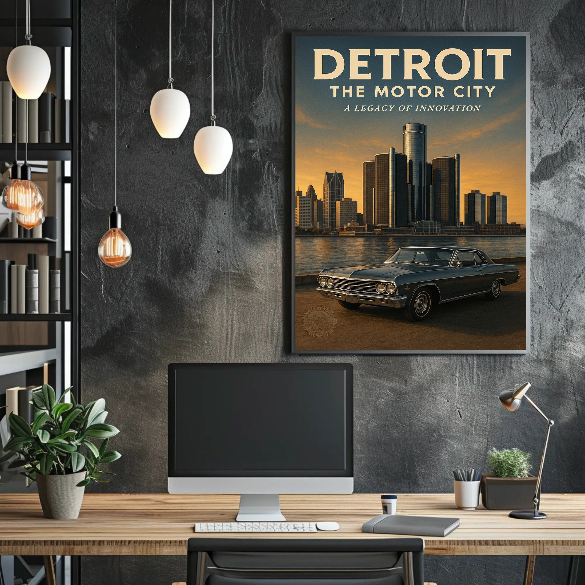 Detroit The Motor City Vintage Poster Print PosterGoat