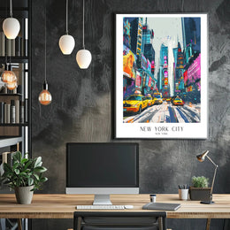 Vibrant New York City Times Square Urban or Cityscape Poster PosterGoat