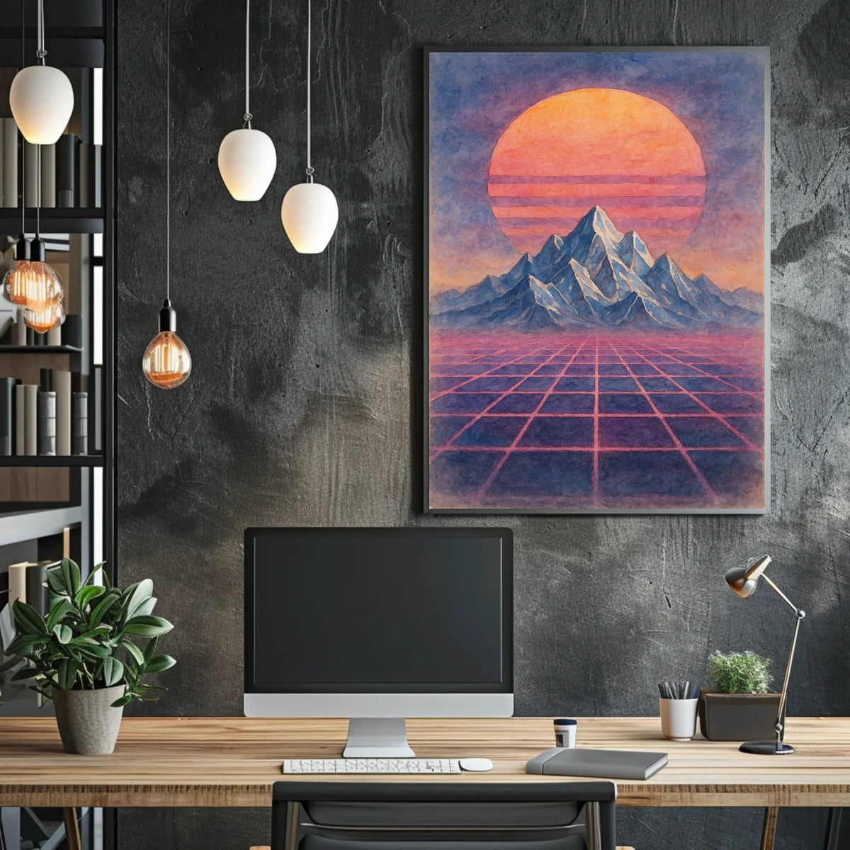 Retro-Futuristic Sci-Fi Landscape Poster