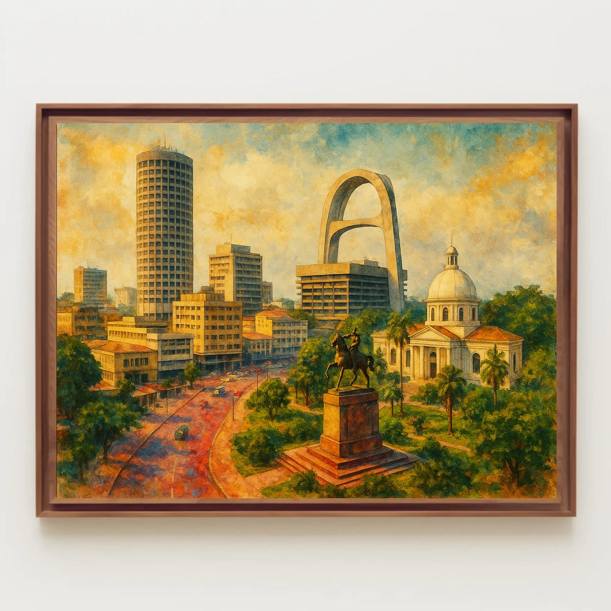 Urban Landscape with Monument Poster