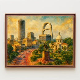 Urban Landscape with Monument Poster