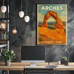 Arches National Park Adventure Landscape Wanderlust Desert Rock Formations Scenic Heritage Poster