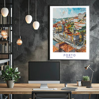 Porto Riverbank Urban Landscape Watercolor Illustration Travel Poster PosterGoat