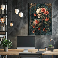Human Skull and Roses Gothic Artistic, Pop Culture Poster