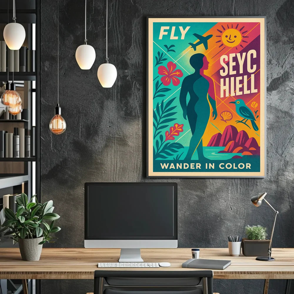 Fly to Seychelles Adventure – Vibrant Travel Poster PosterGoat