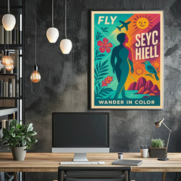 Fly to Seychelles Adventure – Vibrant Travel Poster PosterGoat