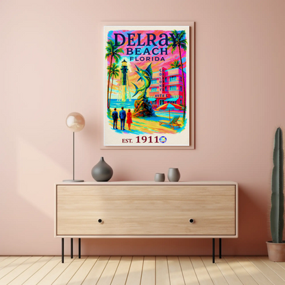Delray Beach Florida Colony Hotel Lighthouse Travel Poster
