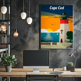 Cape Cod Lighthouse Coastal Adventure Travel Poster PosterGoat