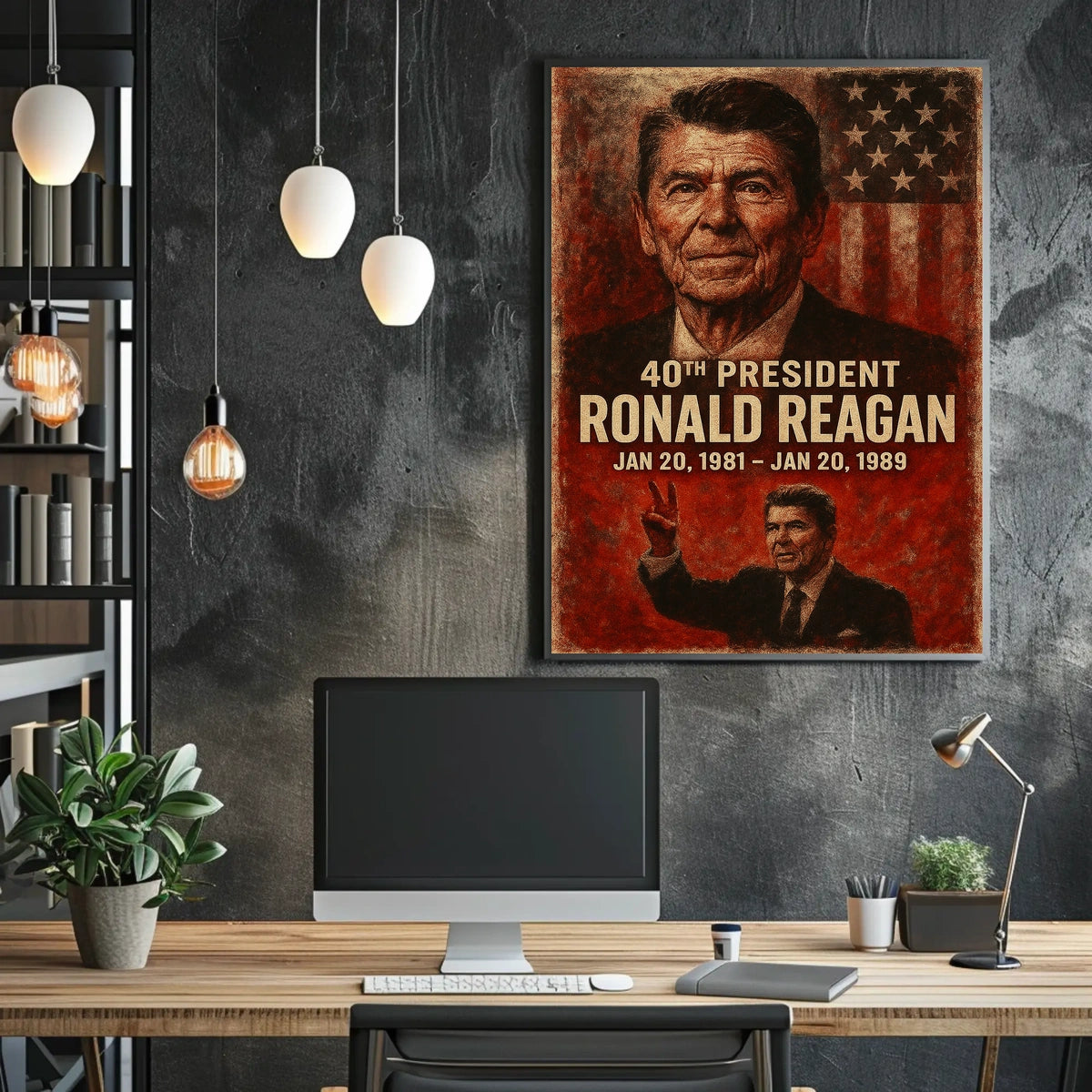 Ronald Reagan 40th President Retro 80s Poster