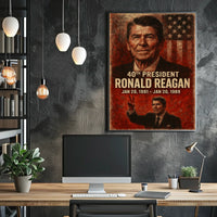 Ronald Reagan 40th President Retro 80s Poster