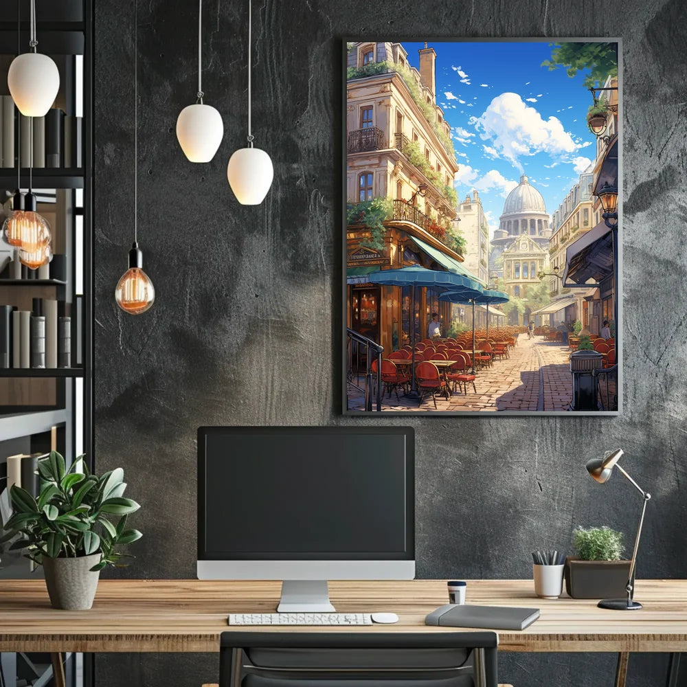 Parisian Street Scene: Vibrant European City Poster