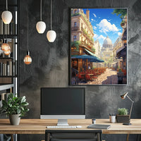Parisian Street Scene: Vibrant European City Poster