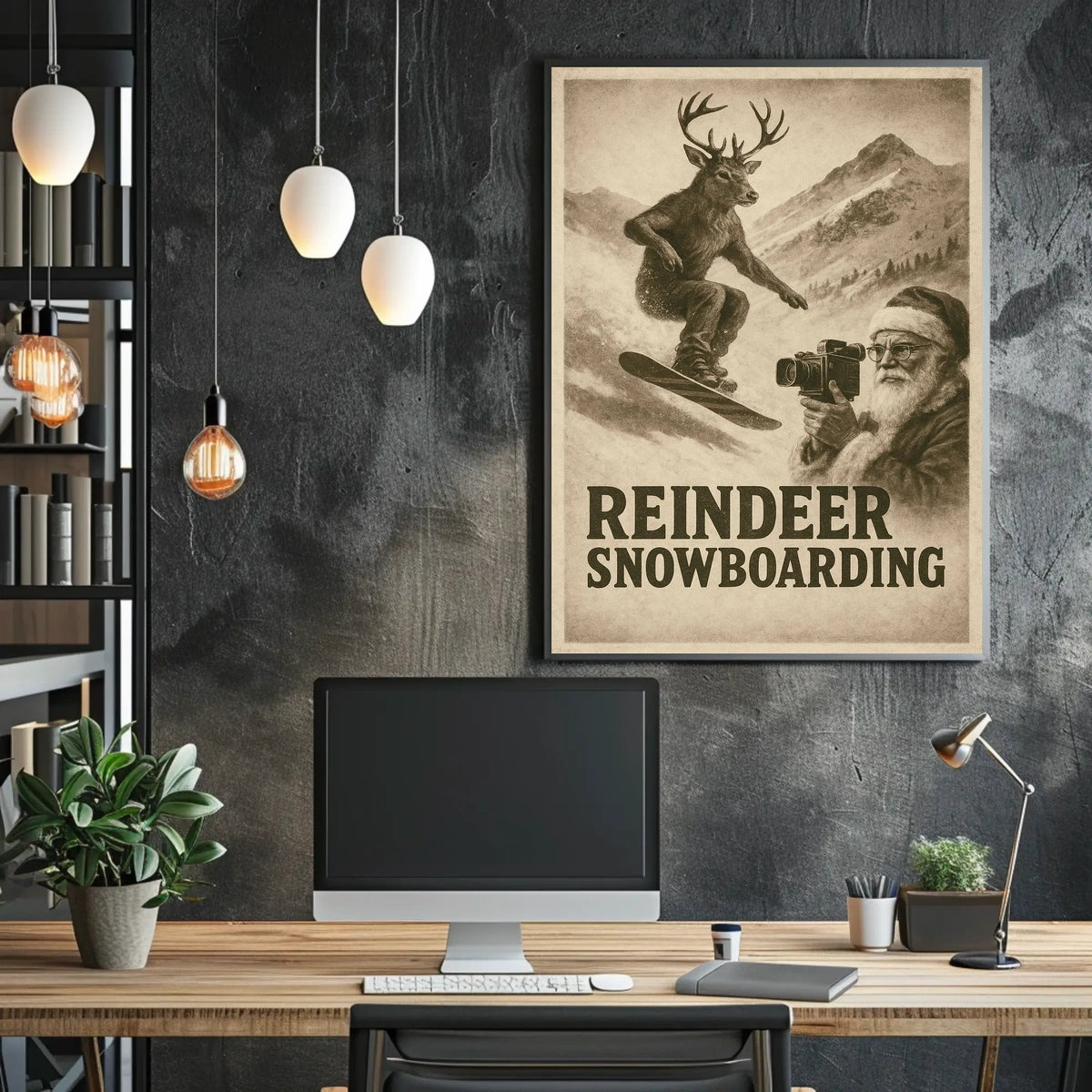 Reindeer Snowboarding Extravaganza Poster