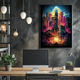 Vibrant Cityscape At Dusk Poster