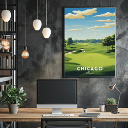 Chicago Golf Course Scenic Travel Poster