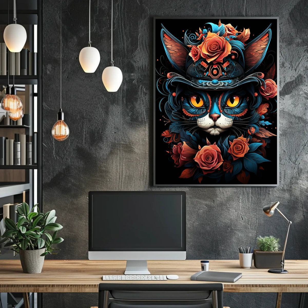 Whimsical Cat Art in Fantasy or Mythology Poster