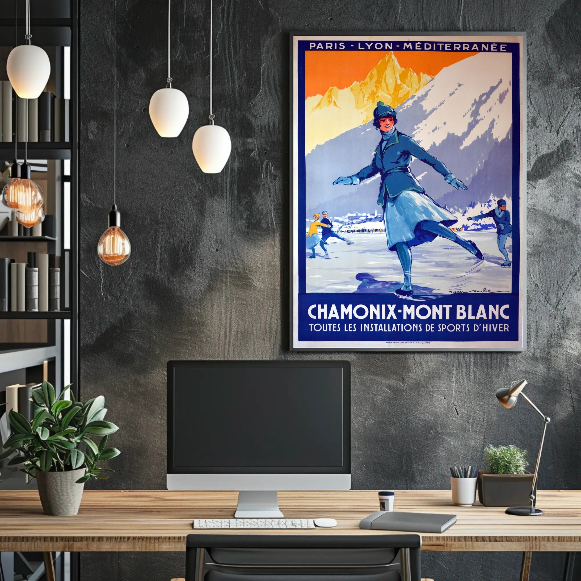 Chamonix-Mont Blanc Vintage Winter Sports Travel Poster PosterGoat
