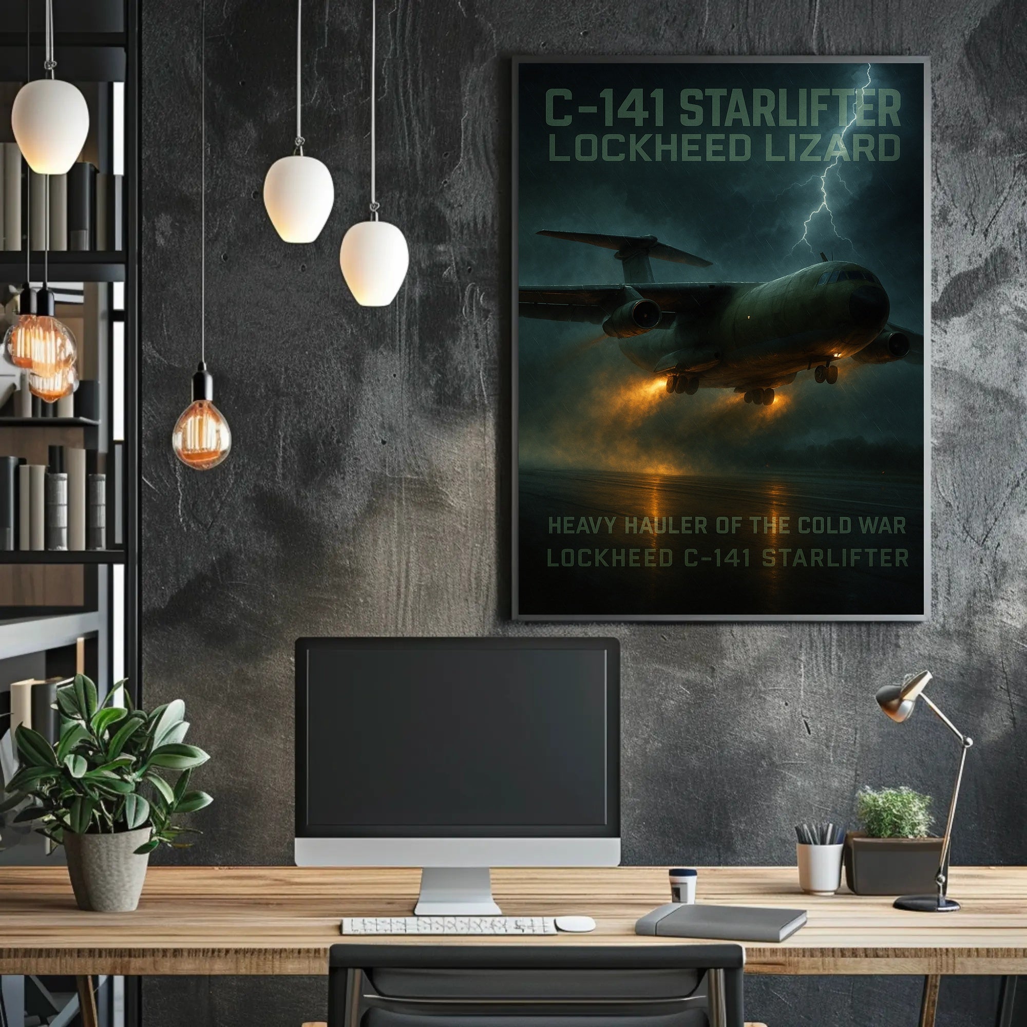 Military Aircraft Stormy Scene: C-141 Starlifter Poster