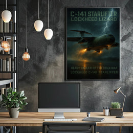 Military Aircraft Stormy Scene: C-141 Starlifter Poster