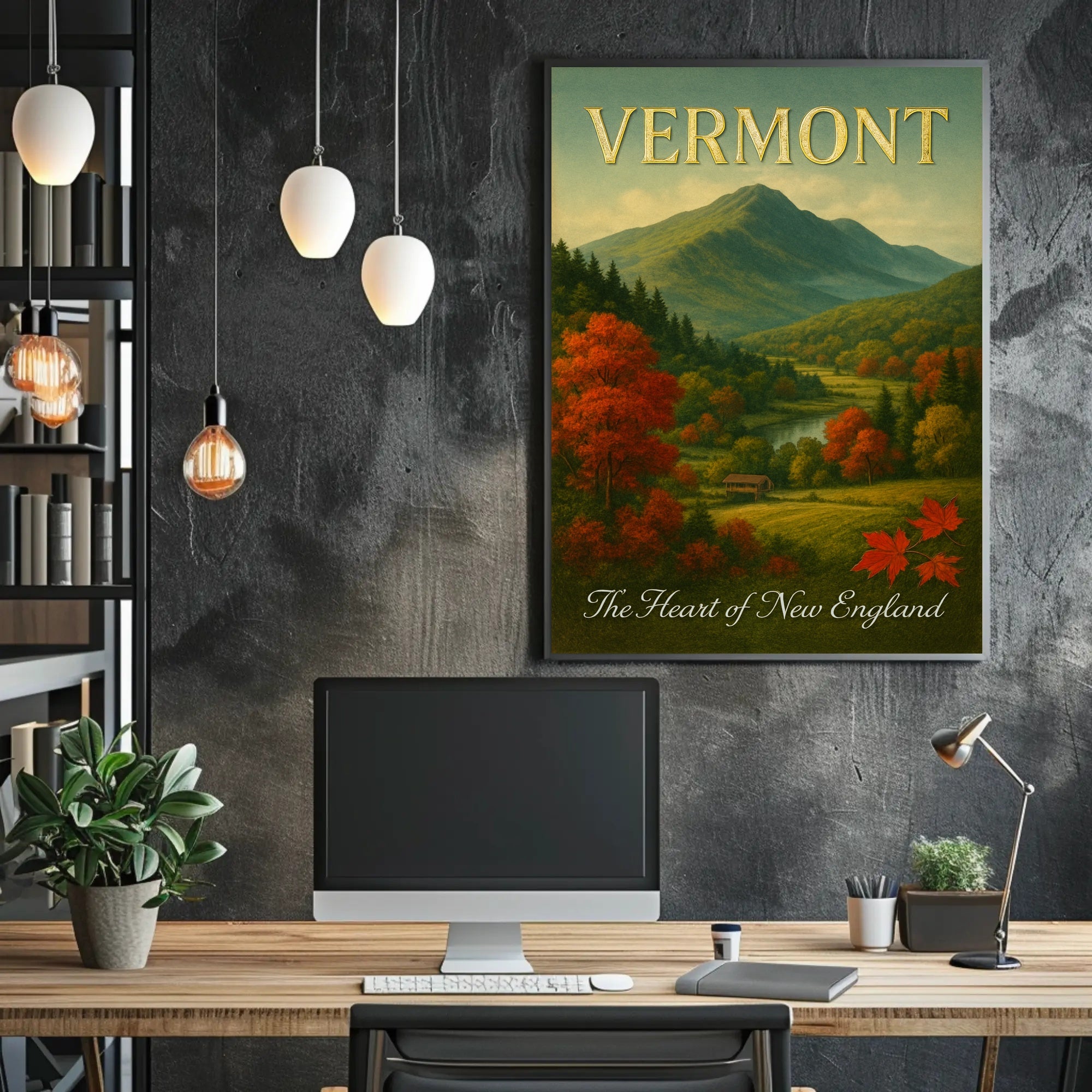 Vermont Autumn Landscape Travel Poster