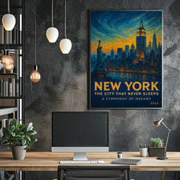 New York City Symphony Cityscape Poster Modern Wall Art