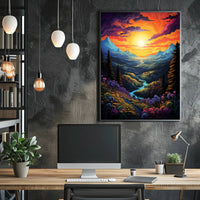 Vibrant Fantasy Landscape Sunrise Sunset National Park Poster
