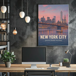 New York City Pastel-Hued Skyline Poster