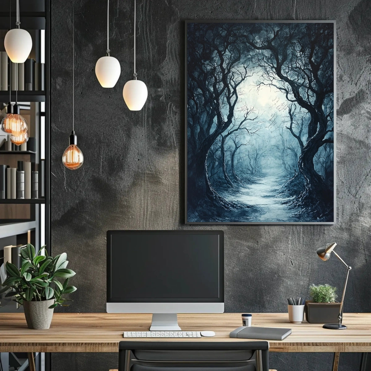 Misty Woodland Pathway Art Print Poster